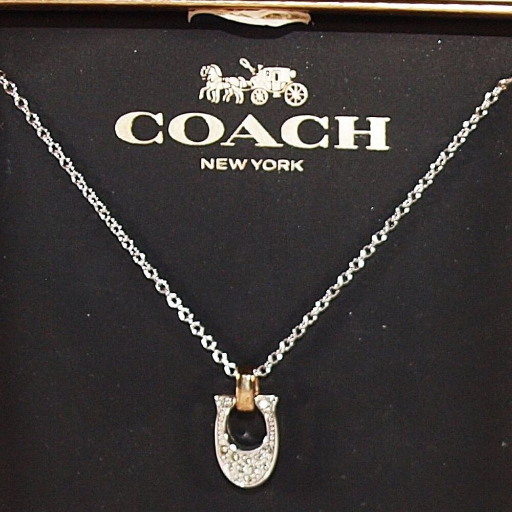 COACH Logo SIlver Logo Rhinestone Necklace – New in Box